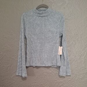 NEW No Frills Women's Gray Ribbed Short Sleeve Top Size L